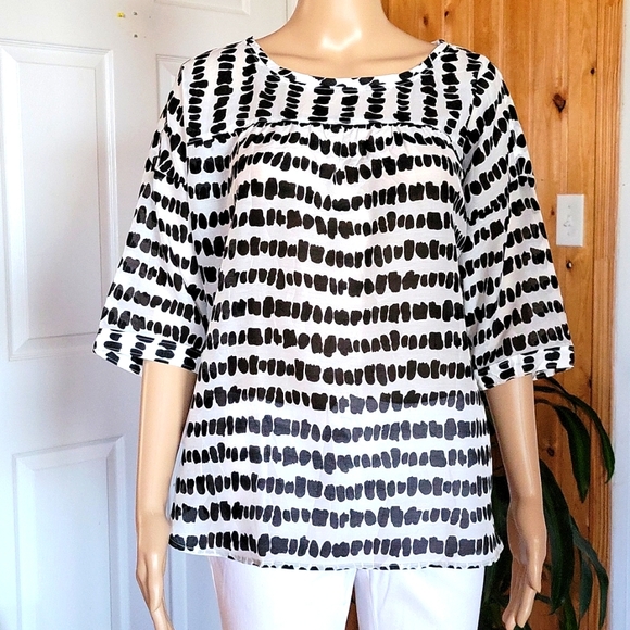 Ann Taylor Loft Printed Drop Shoulder Top - Picture 2 of 6